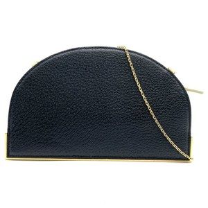 FENDI 2321 26814 Chain Shoulder Bag Half Moon Black/White Leather Women's